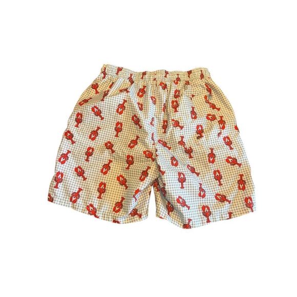 Mr. Swim Mens Large Lobster Print Gingham Swim Trunk Lined Blue vacation beach - Picture 3 of 5